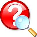 question mark in red circle with magnifying glass