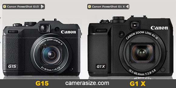 Canon PowerShot G15 vs G1 X size comparison