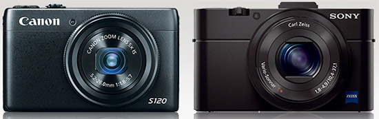 Canon S120 and Sony RX100 II compact digital cameras