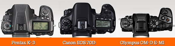 Pentax K-3, Olympus OM-D E-M5 and Canon EOS 70D comparison
