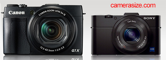 Sony RX100 MK II and Canon G1 X Mark II size comparison