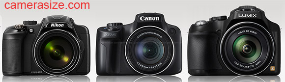 P600 vs SX50 HS vs FZ70 camera size comparison