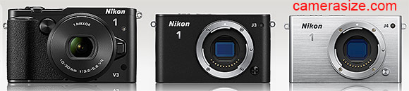 Nikon 1 V3, J4 and J3 side by side size comparison