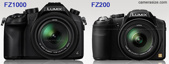 Panasonic FZ1000 vs FZ200 size comparison (via camerasize.com)