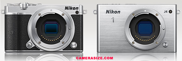 Nikon 1 J5 and J4 side by side size comparison