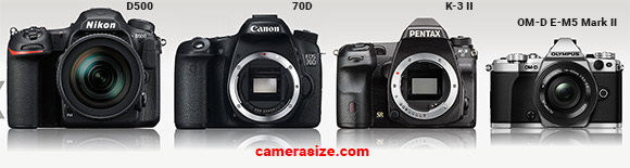 D500, 70D, K-3 II and E-M5 Mark II side by side