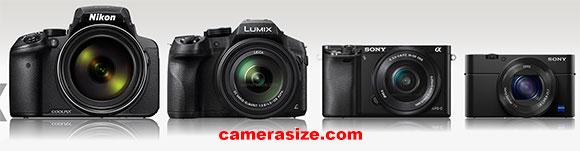 P900 vs FZ300, a6000 and RX100 IV camera size comparison